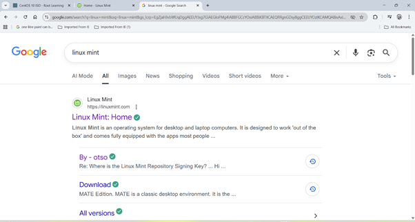 SERO page of Linux mint