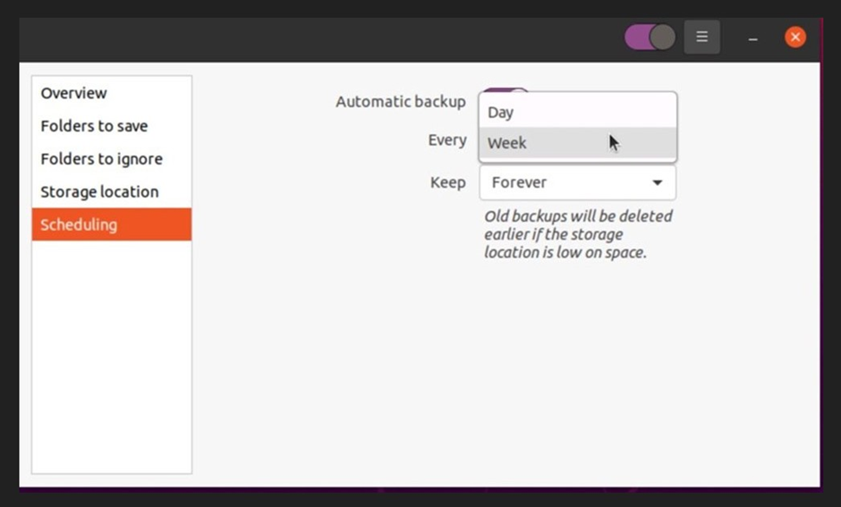 The Scheduling pane.