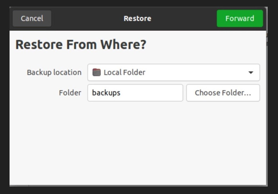 Select where to restore from.