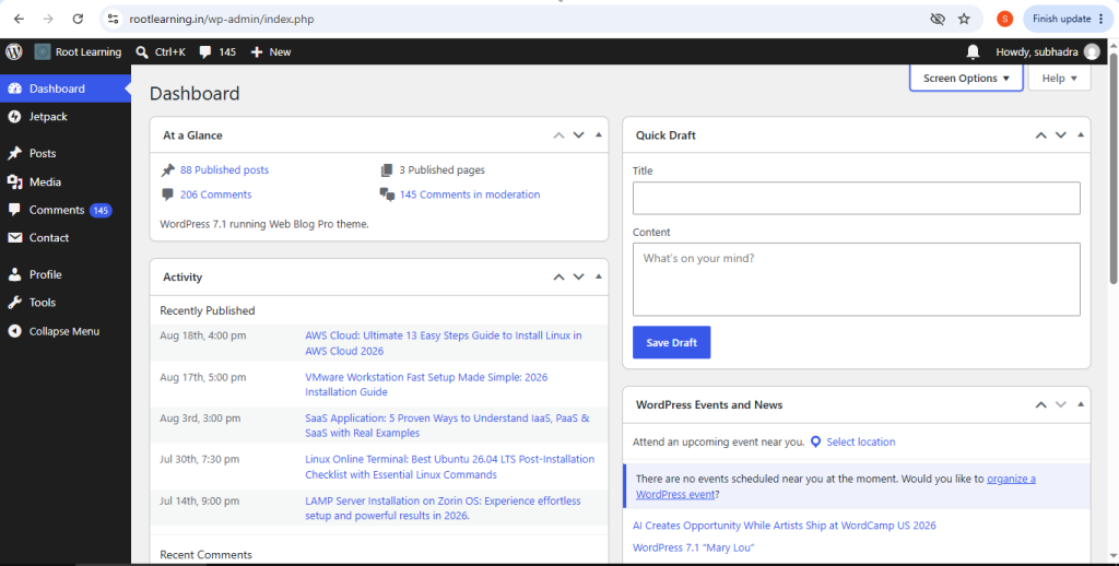 Current image: WordPress Dashboard